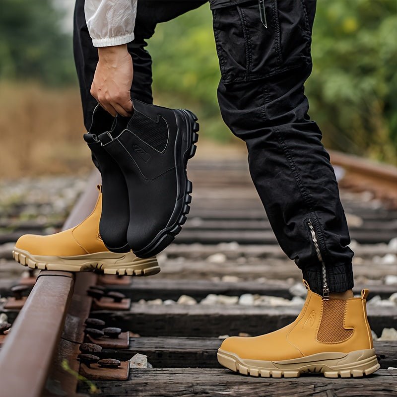 Botas De Trabajo De Moda Para Hombres Con Punta De Acero Alta Y Sólida, Casuales Cómodas Y Duraderas Antideslizantes Para Actividades Al Aire Libre - SACASUSA