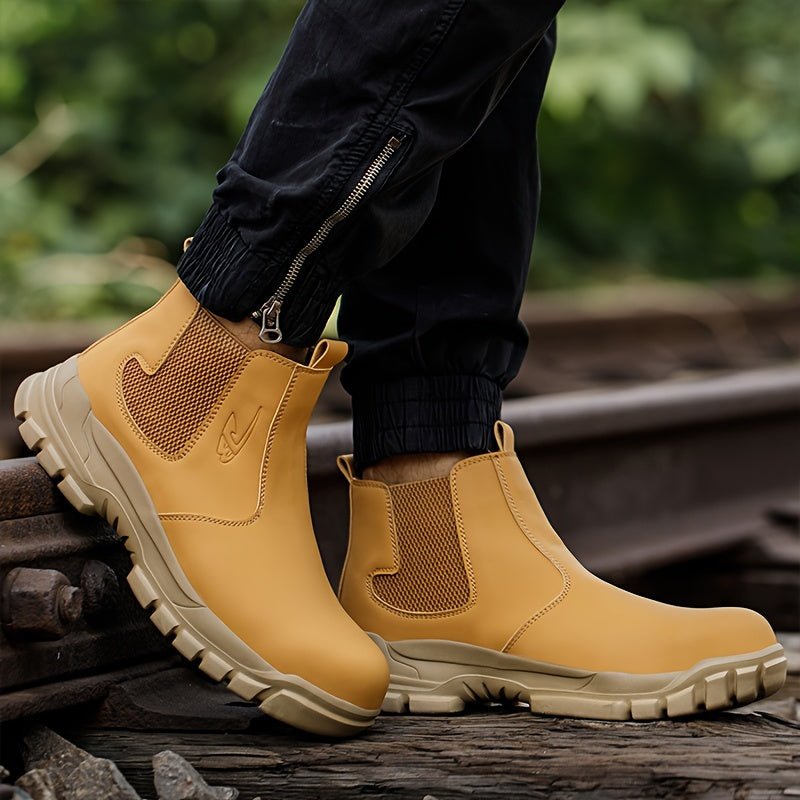 Botas De Trabajo De Moda Para Hombres Con Punta De Acero Alta Y Sólida, Casuales Cómodas Y Duraderas Antideslizantes Para Actividades Al Aire Libre - SACASUSA