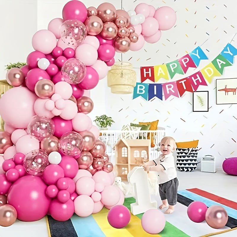 Brillante Set de 141 Globos Rosa Dorado - Elegantes Guirnaldas de Confeti para Princesas, Novias y Ocasiones Especiales (Edades 14+) - SACASUSA