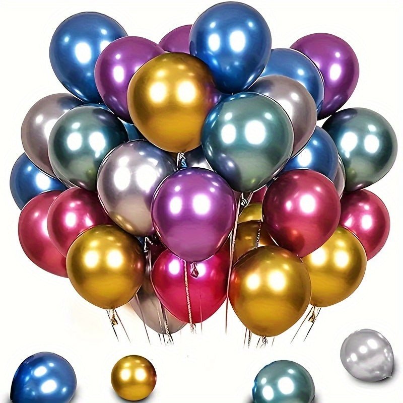 Brillo en Tus Celebraciones: 50pcs, Globos de Latex Metálicos Vibrantes de 5 Pulgadas - Perfectos para cualquier Evento, Apropiados para todas las Edades desde 14+ - SACASUSA