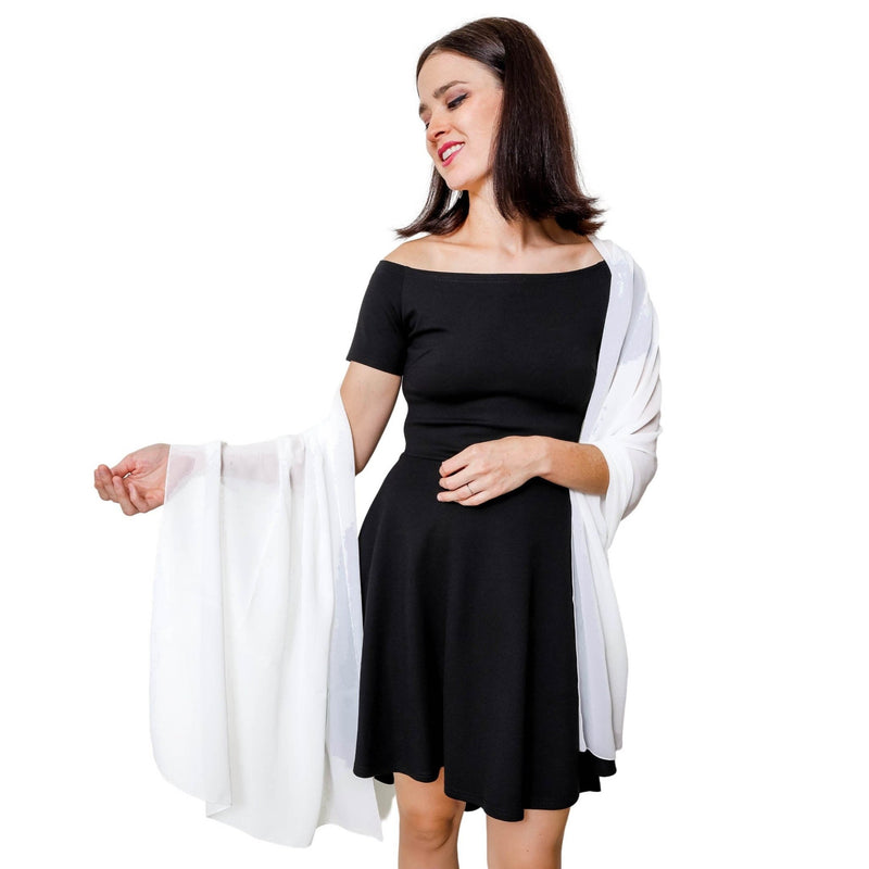 Bufanda de gasa transparente y suave, elegante, blanca, chales grandes, envolturas para vestidos de mujer, estola formal, encogimiento de hombros, capa, boda, fiesta de graduación nupcial, baile - SACASUSA