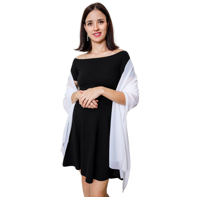 Bufanda de gasa transparente y suave, elegante, blanca, chales grandes, envolturas para vestidos de mujer, estola formal, encogimiento de hombros, capa, boda, fiesta de graduación nupcial, baile - SACASUSA