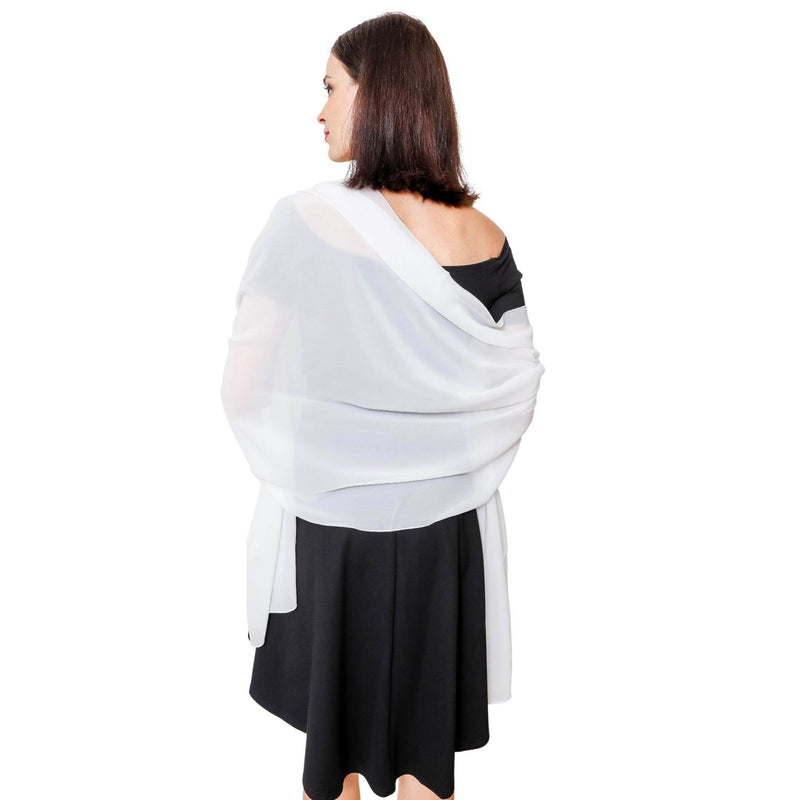 Bufanda de gasa transparente y suave, elegante, blanca, chales grandes, envolturas para vestidos de mujer, estola formal, encogimiento de hombros, capa, boda, fiesta de graduación nupcial, baile - SACASUSA