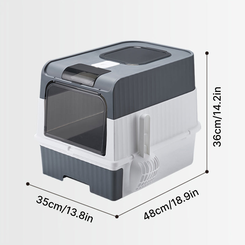 Caja de Arena para Gatos Rectangular, Amigable para Viajes y Ahorradora de Espacio: Plegable, Fácil de Instalar y Limpia, Con Tapa Anti-Salpicaduras Reductora de Olores y Pala - SACASUSA