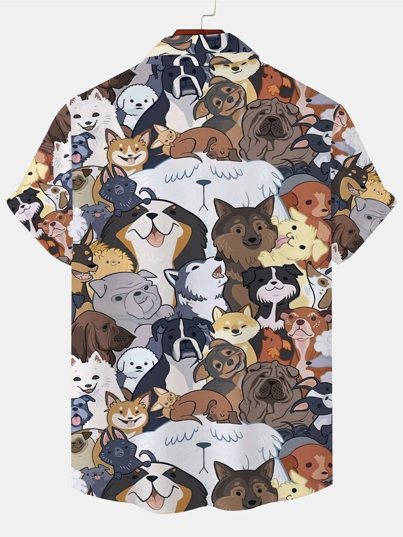 Camisa De Manga Corta Con Botones En V Y Estampado De Animales En 3D Para Hombre, Ropa De Verano Para Hombre, con Gráficos Casuales, ropa de Novedad Para Hombre - SACASUSA