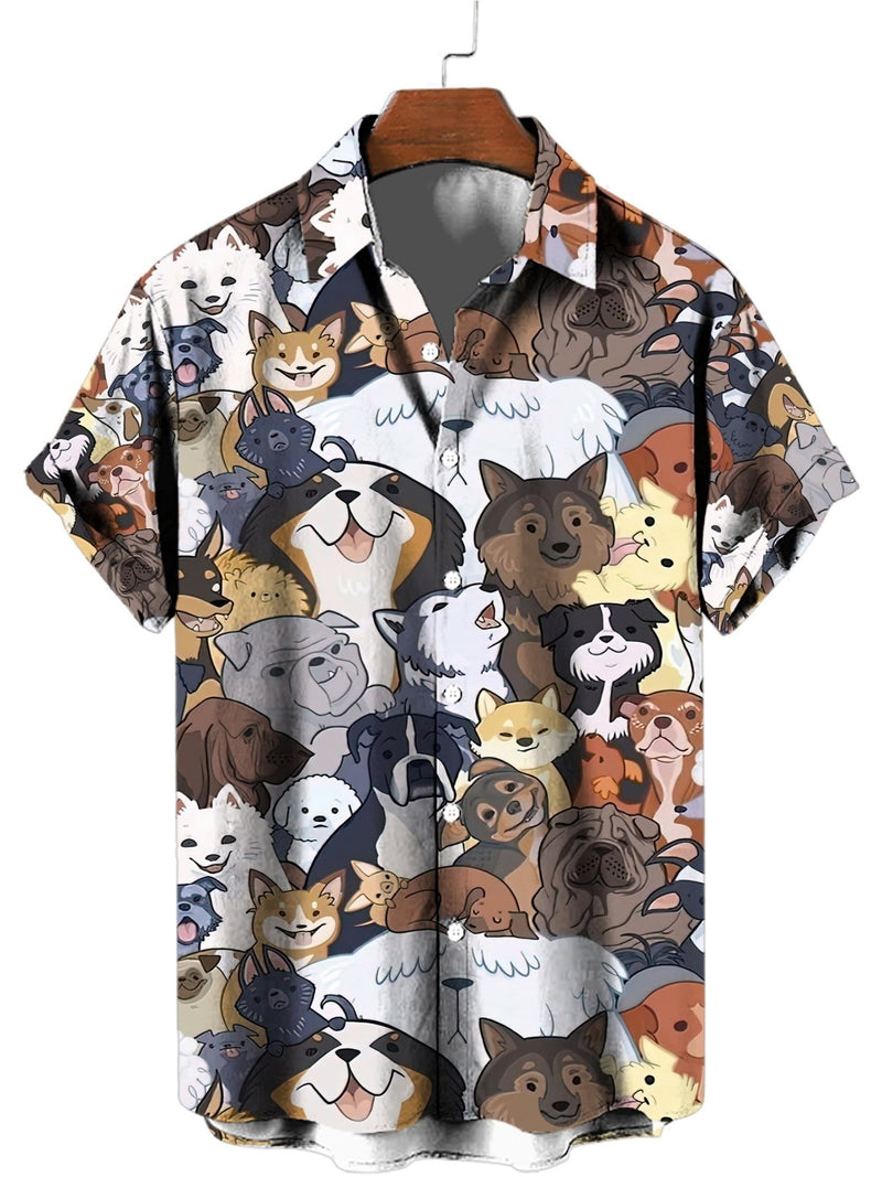 Camisa De Manga Corta Con Botones En V Y Estampado De Animales En 3D Para Hombre, Ropa De Verano Para Hombre, con Gráficos Casuales, ropa de Novedad Para Hombre - SACASUSA