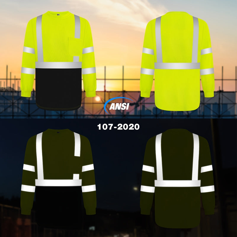 Camisas de Manga Larga Unisex de Alta Visibilidad Clase 3 - Duraderas, Resistentes a la Suciedad y Cómodas - Ideal para Construcción, Topografía y Trabajo al Aire Libre - SACASUSA