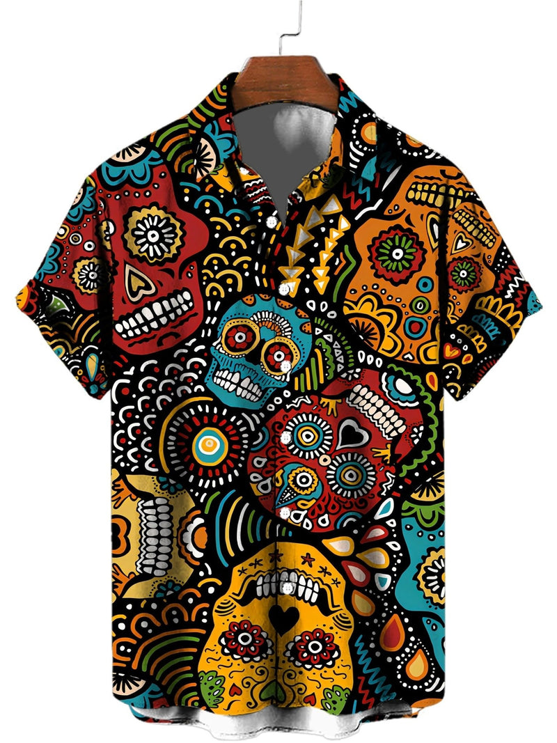 Camisas hawaianas con botones y cuello en V de manga corta con estampado 3D, ropa de verano para hombre, con gráficos y diseños novedosos - SACASUSA