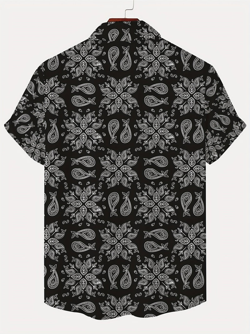 Camisas hawaianas para hombre con botones y cuello en V de manga corta con estampado 3D, Ropa de verano para hombre - SACASUSA