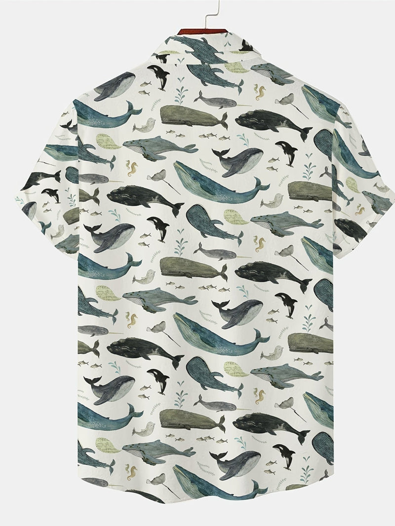 Camisas Hawaianas Para Hombres, Camisas Con Botones Y Cuello En V De Manga Corta Con Estampado 3D De Peces, Ropa De Verano Para Hombres, Tops Gráficos Casuales, Tops De Pijamas Novedosos Para Hombres - SACASUSA