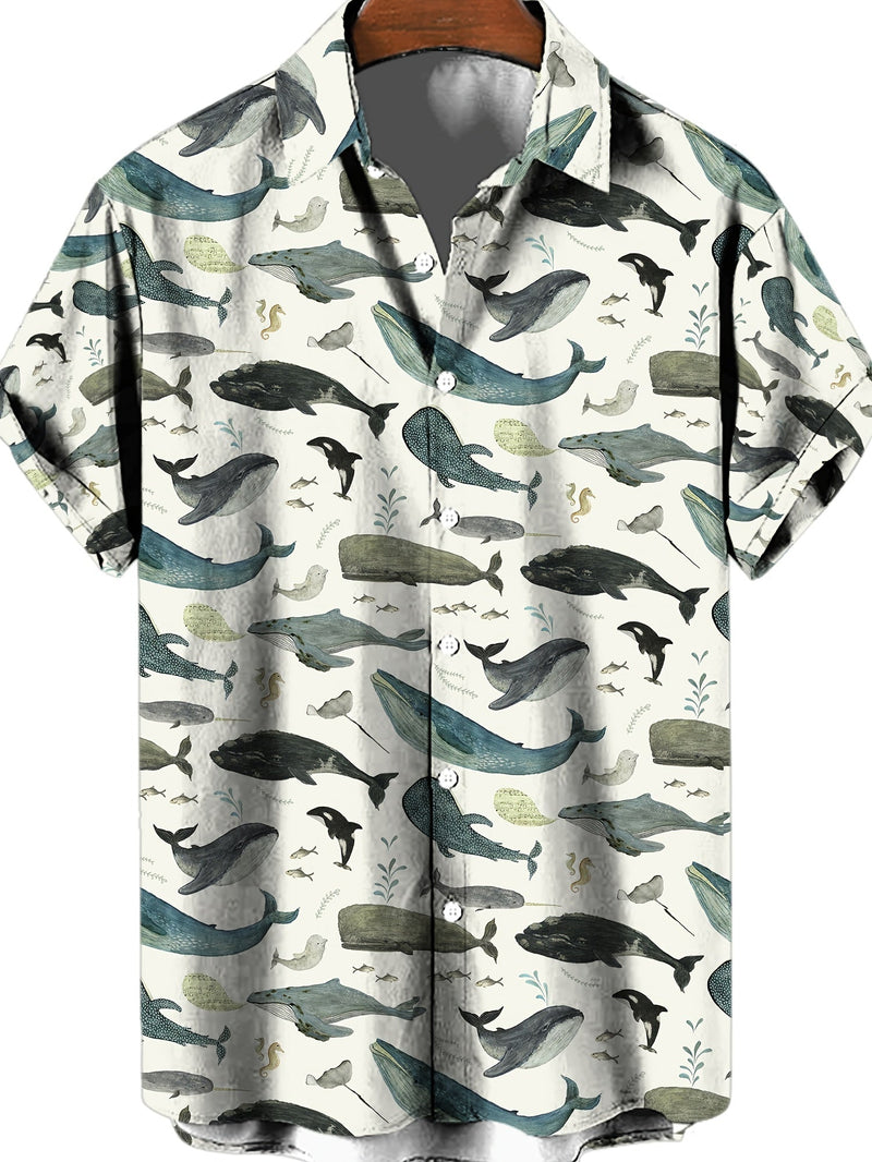 Camisas Hawaianas Para Hombres, Camisas Con Botones Y Cuello En V De Manga Corta Con Estampado 3D De Peces, Ropa De Verano Para Hombres, Tops Gráficos Casuales, Tops De Pijamas Novedosos Para Hombres - SACASUSA