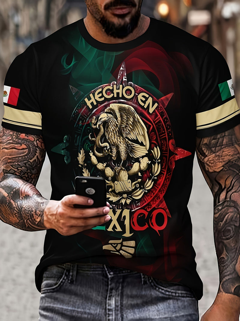 camiseta activa con cuello redondo y Estampado de águila para hombre, playeras informales y cómodas para verano, ropa para hombre, remera para entrenamiento diario en el gimnasio y correr - SACASUSA