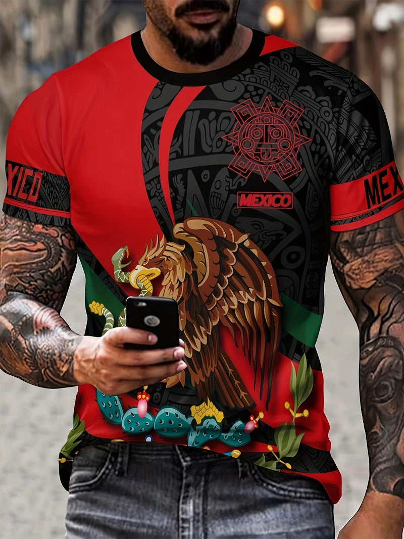 camiseta activa con cuello redondo y Estampado de águila para hombre, playeras informales y cómodas para verano, ropa para hombre, remera para entrenamiento diario en el gimnasio y correr - SACASUSA