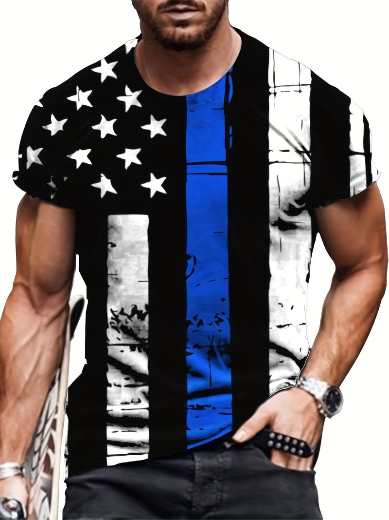 Camiseta ajustada con estampado de bandera patriótica americana para hombre, camiseta gráfica informal para verano, camiseta de manga corta para fitness muscular, pijama novedoso - SACASUSA