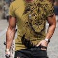 Camiseta Casual De Verano Cómoda Para Hombres Con Estampado Gráfico De León Digital - SACASUSA