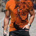 Camiseta Casual De Verano Cómoda Para Hombres Con Estampado Gráfico De León Digital - SACASUSA