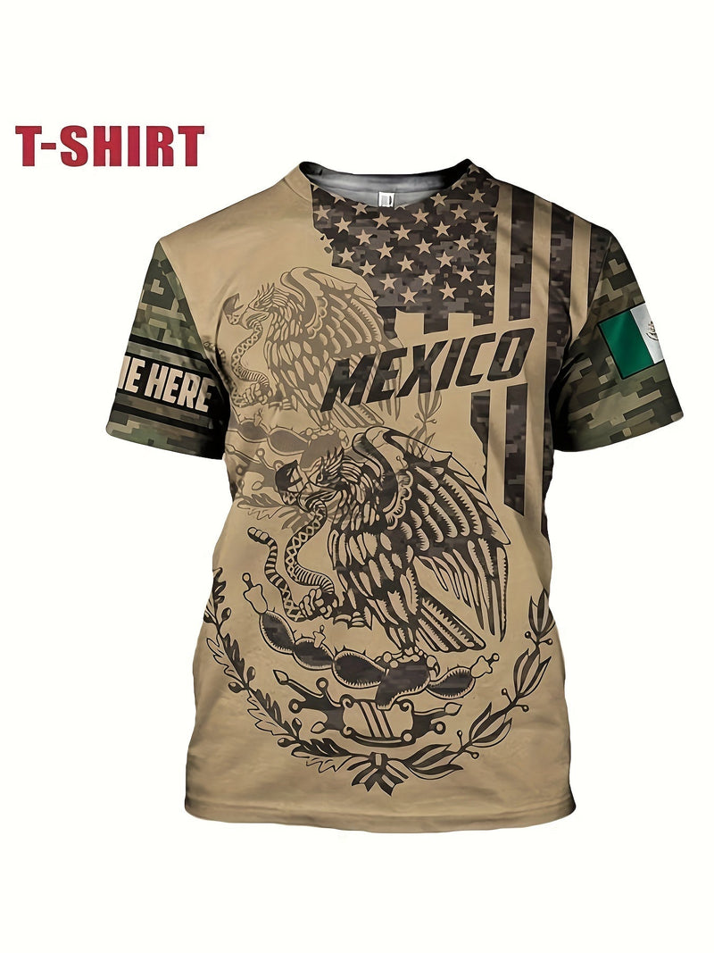 Camiseta Con Estampado De Águila Y Serpiente De México Para Hombre Para Verano, Ropa De Hombre, Jerséis Para Uso Doméstico - SACASUSA