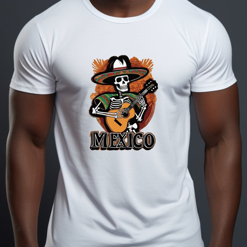 Camiseta Con Estampado De Calavera Al Estilo De México Para Hombres, Elegante Top De Manga Corta, Ropa De Hombre - SACASUSA