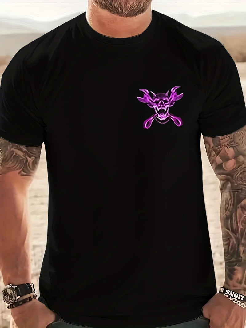 Camiseta con estampado de calavera de Halloween, con patrón de maquina del terror, para hombre, cómoda ropa de descanso y pijama para uso en interiores y exteriores en verano - SACASUSA