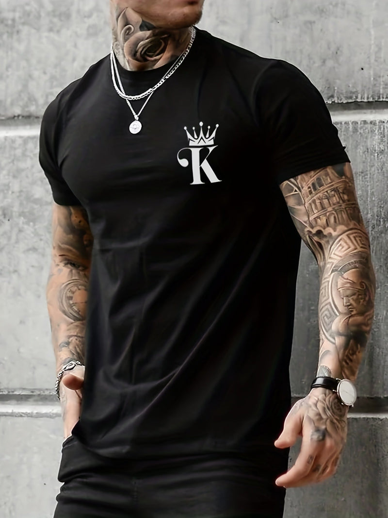 Camiseta Con Estampado De Corona Y K Para Hombre, Camiseta Gráfica Ropa De Verano Para Hombre, Trajes Para Hombre, Pijamas Novedosos Para Hombre - SACASUSA