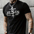 Camiseta con estampado de letras y cruces para hombres, ideal para verano - SACASUSA