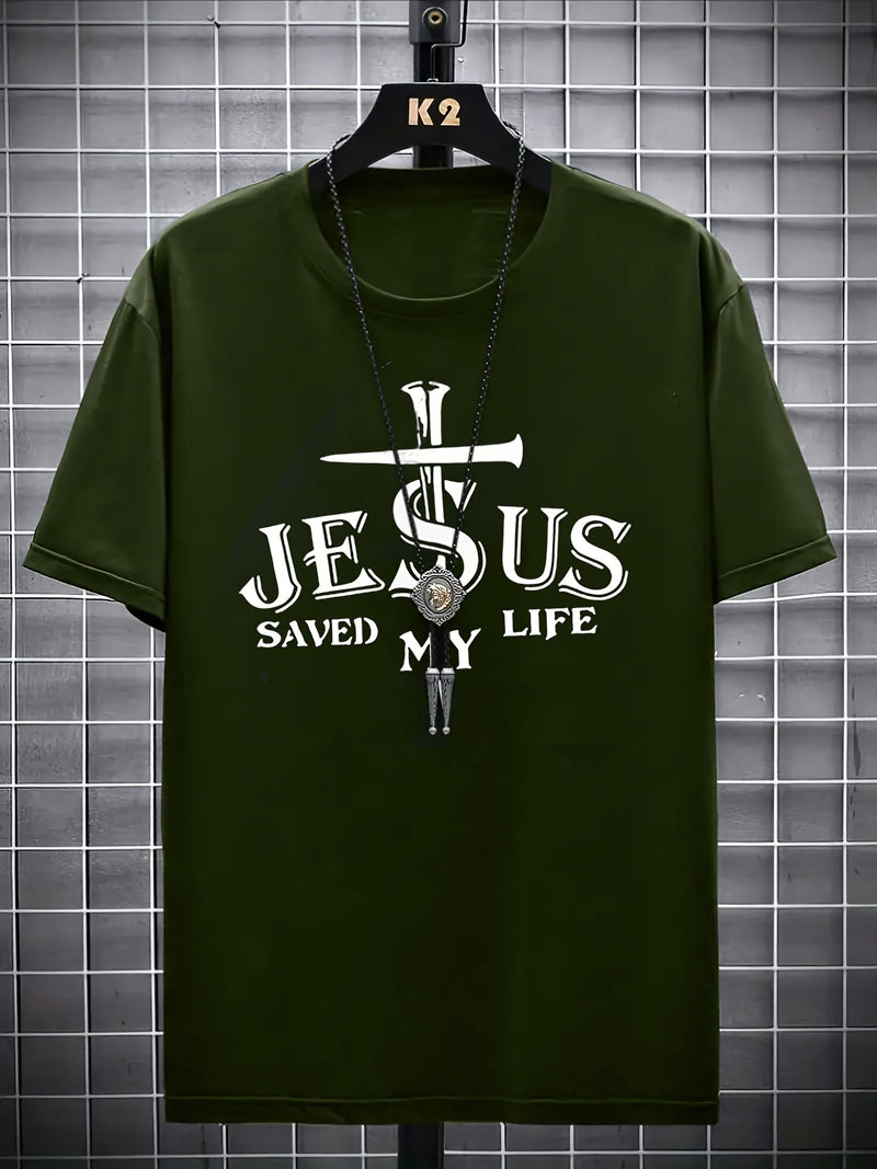 Camiseta con estampado de letras y cruces para hombres, ideal para verano - SACASUSA