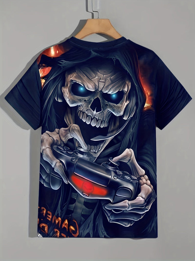 Camiseta de Esqueleto Gamer para Hombre - Tejido Suave y Elástico, Cómoda para Ocio y Pijama, Fácil Mantenimiento - SACASUSA