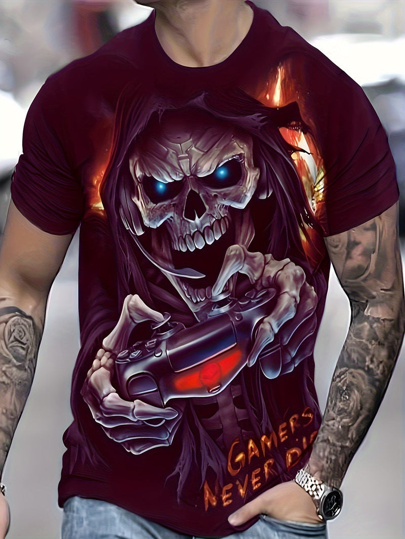 Camiseta de Esqueleto Gamer para Hombre - Tejido Suave y Elástico, Cómoda para Ocio y Pijama, Fácil Mantenimiento - SACASUSA