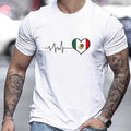 Camiseta De Impresión De Electrocardiograma De La Bandera Mexicana, Camisetas Para Hombres, Camiseta Casual De Manga Corta Para El Verano - SACASUSA