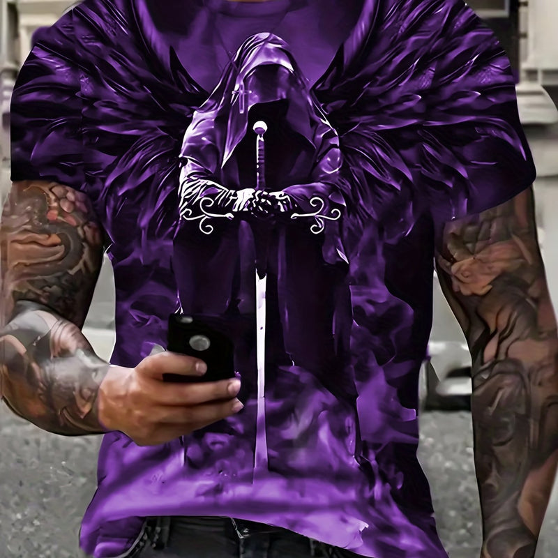 Camiseta De Manga Corta Ajustada Con Estampado De Calavera 3D Para Hombre, Ajustada. Ropa Para Verano - SACASUSA