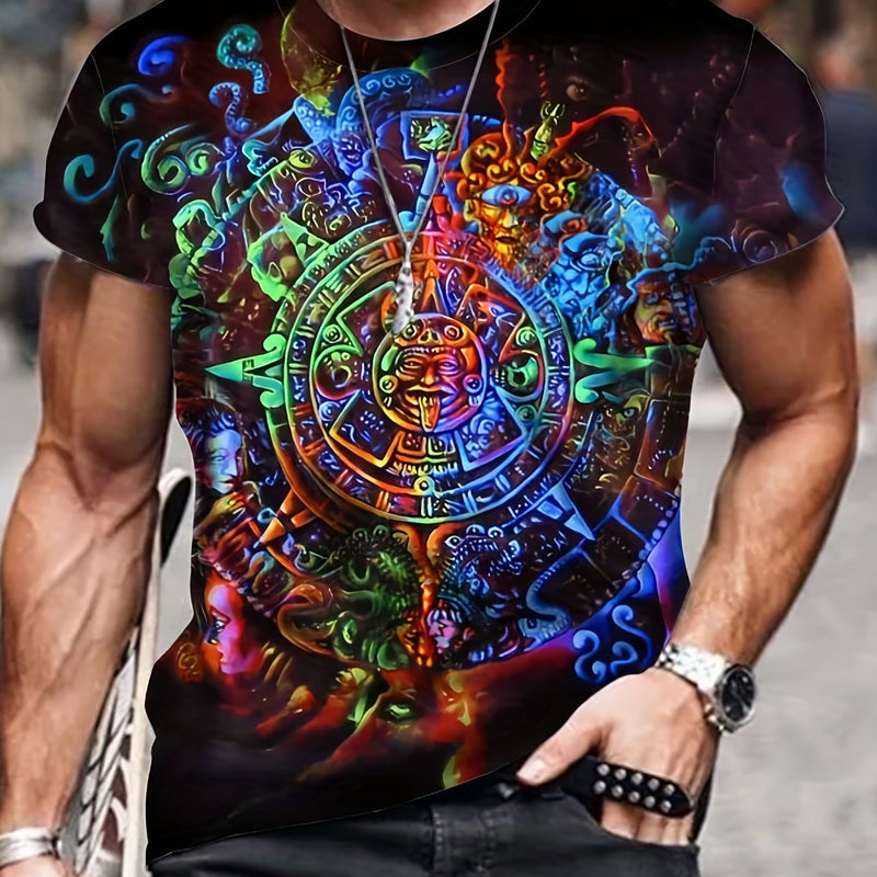 Camiseta De Pijama Con Estampado 3D Multicolor Novedosa Para Hombre, Camisetas Gráficas Ajustadas Con Cuello Redondo De Manga Corta, Camiseta Informal De Moda Para El Verano - SACASUSA