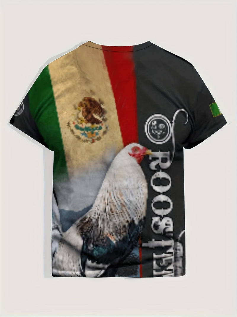 Camiseta Estampada 3D Gallo para Hombre | Cuello Redondo Casual con Ajuste Elástico | Comodidad de Verano y Cuidado Fácil - SACASUSA