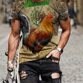 Camiseta Estampada 3D Gallo para Hombre | Cuello Redondo Casual con Ajuste Elástico | Comodidad de Verano y Cuidado Fácil - SACASUSA