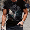 Camiseta Estampada 3D Gallo para Hombre | Cuello Redondo Casual con Ajuste Elástico | Comodidad de Verano y Cuidado Fácil - SACASUSA