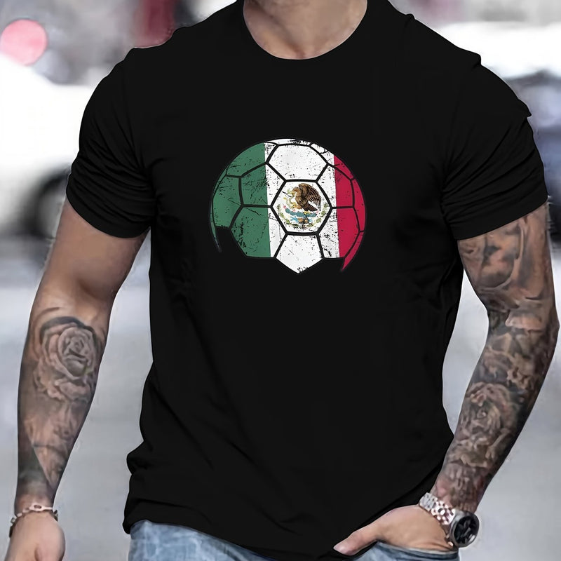 Camiseta Estampada De Fútbol Mexicano, Camisetas Para Hombres, Camiseta Casual De Manga Corta Para El Verano - SACASUSA