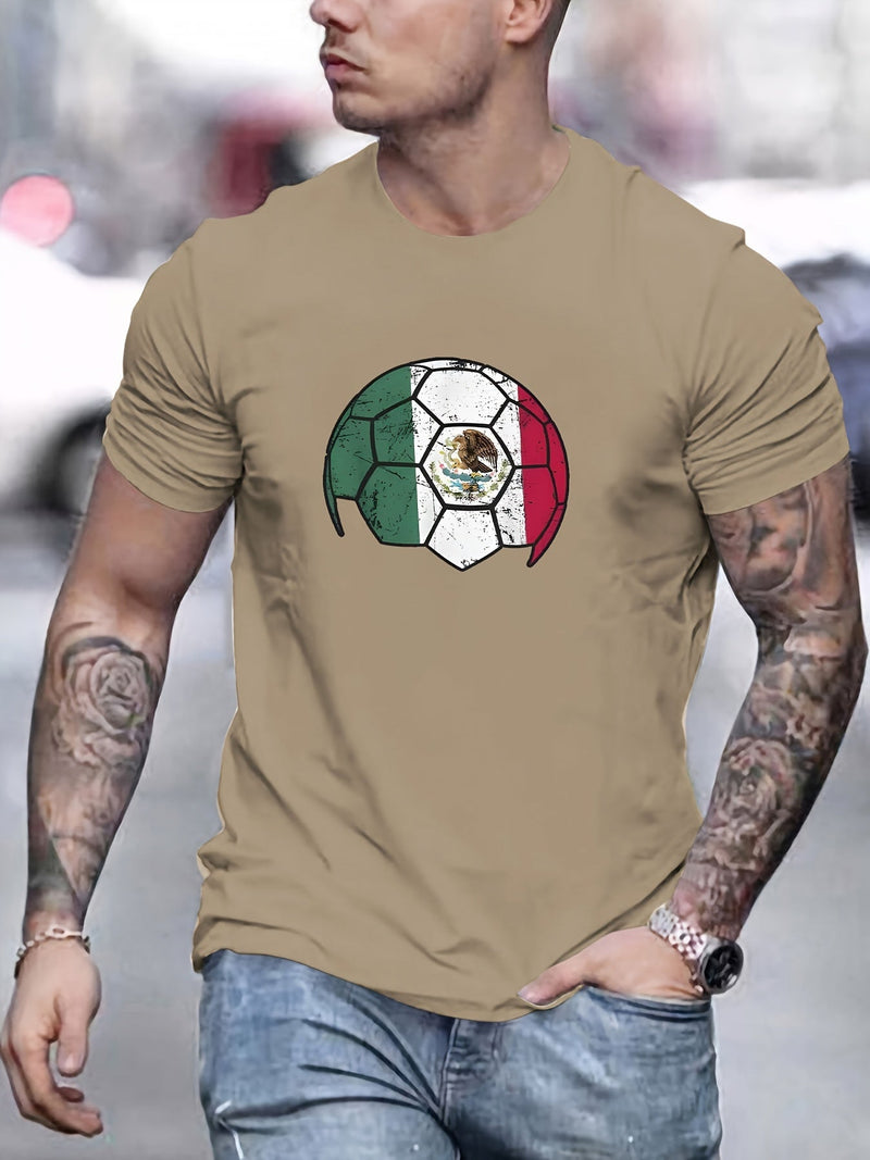 Camiseta Estampada De Fútbol Mexicano, Camisetas Para Hombres, Camiseta Casual De Manga Corta Para El Verano - SACASUSA