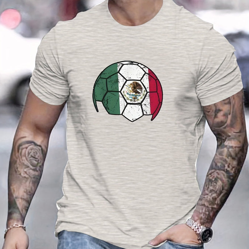 Camiseta Estampada De Fútbol Mexicano, Camisetas Para Hombres, Camiseta Casual De Manga Corta Para El Verano - SACASUSA