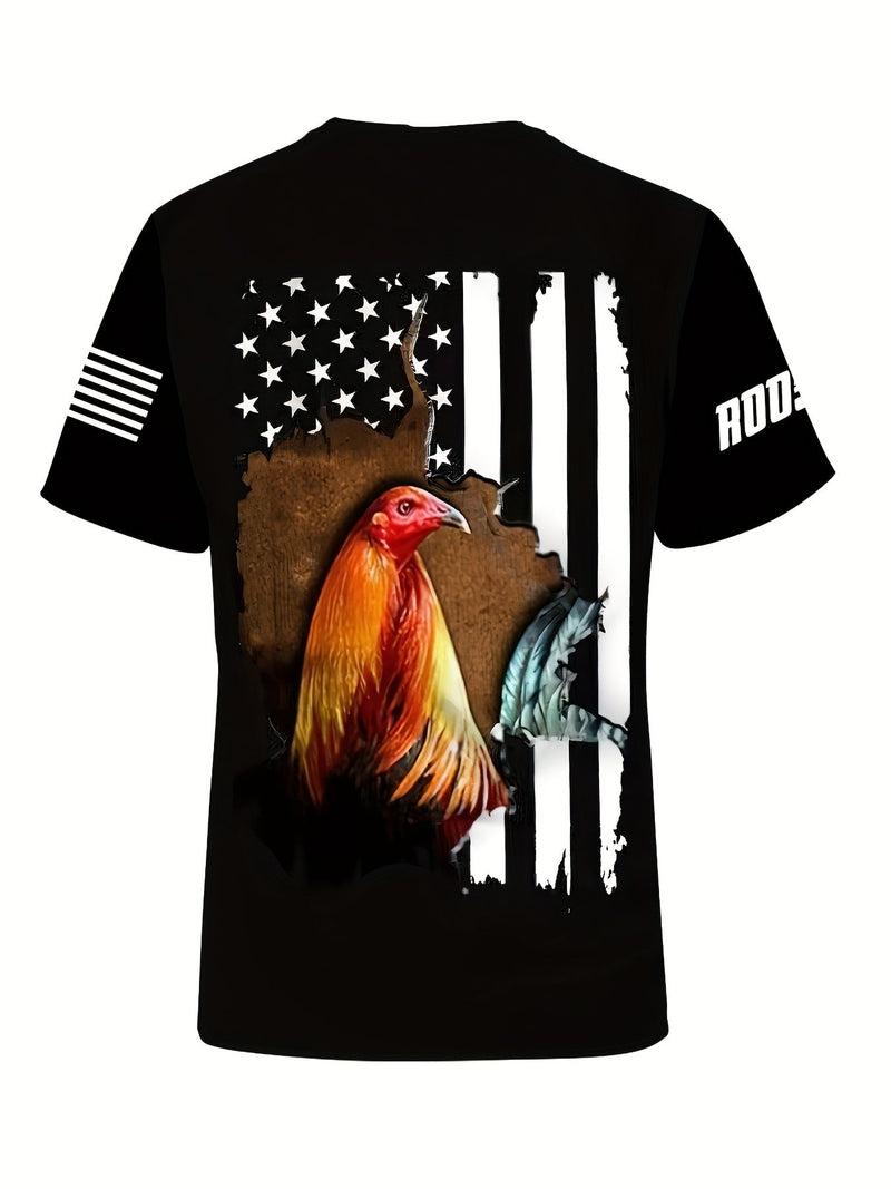 Camiseta Gráfica Unisex de Gallo | Mezcla de Poliéster y Spandex, Lavable a Máquina, Ajuste Cómodo | Top Versátil de Verano - SACASUSA