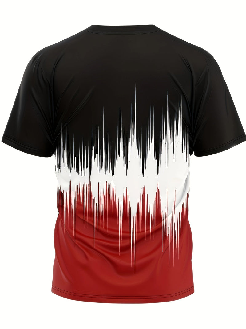 Camiseta novedosa con cuello redondo y diseño gráfico para hombres con Estampado de ondas acústicas - SACASUSA