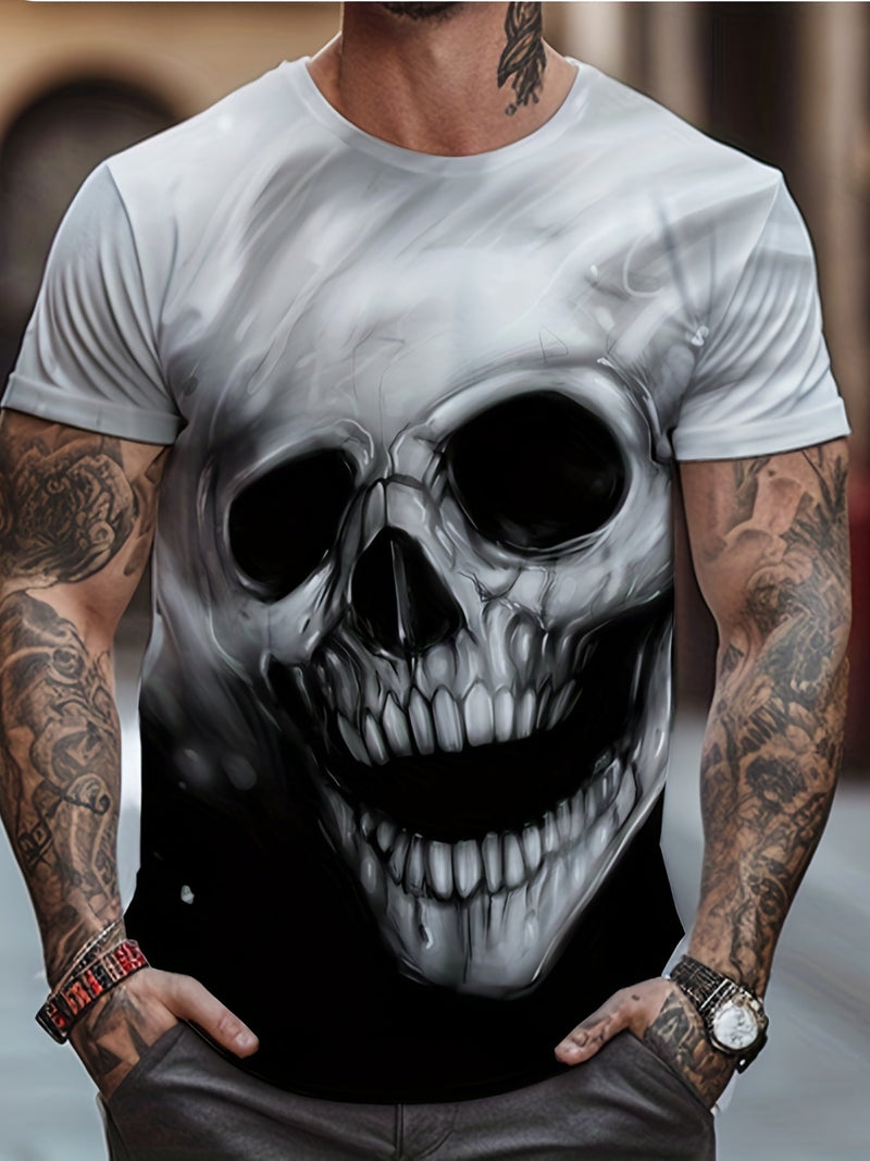 Camisetas de cuello redondo con estampado de calavera en 3D para hombre, Remeras gráficas de manga corta cómodas y transpirables, ropa de verano para hombre, Playeras novedosa para actividades al aire libre - SACASUSA