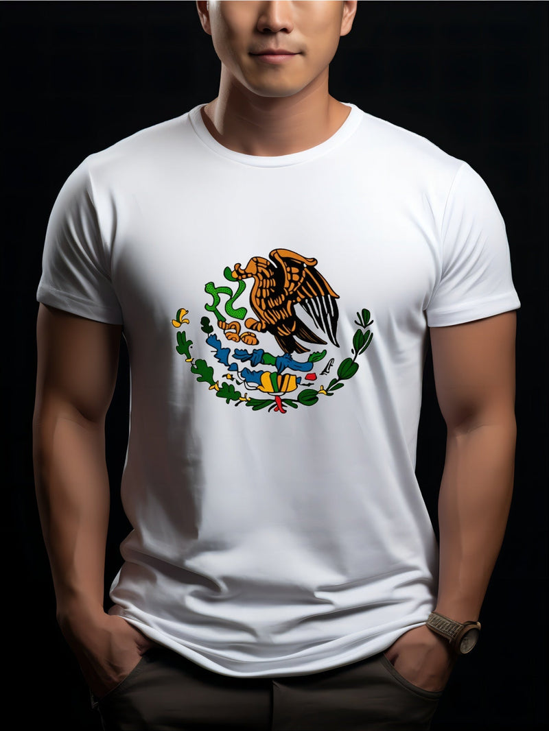 Camisetas De Impresión De Elementos Mexicanos Para Hombres, Camiseta Casual De Cuello Redondo, Camiseta De Manga Corta Para El Verano - SACASUSA