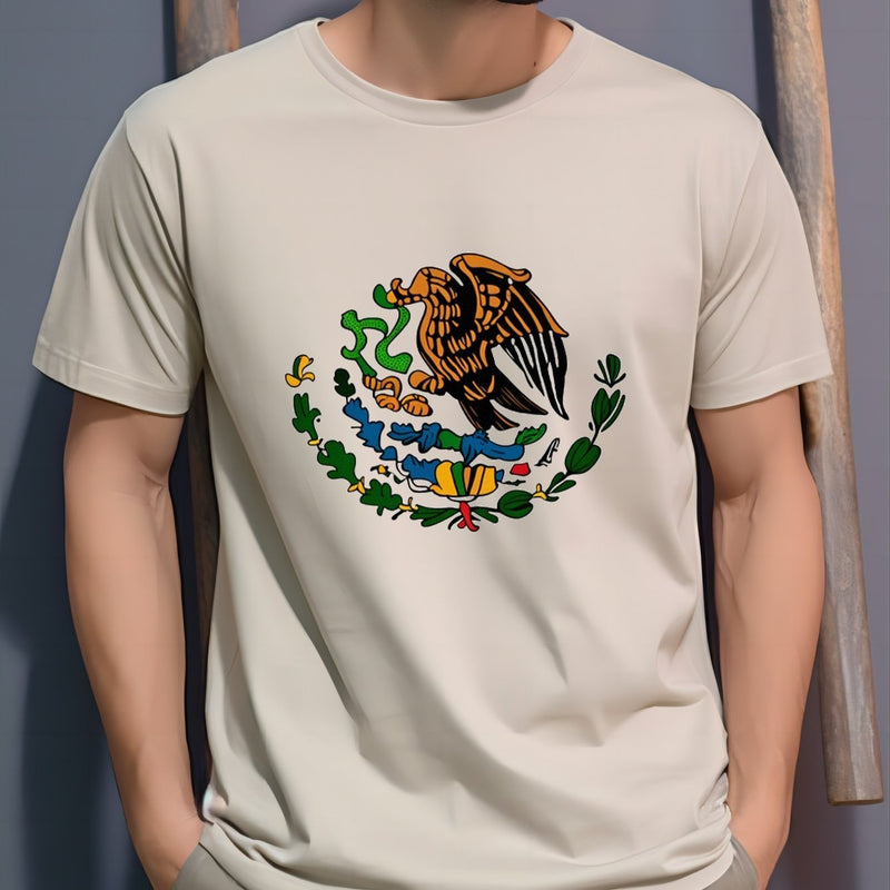 Camisetas De Impresión De Elementos Mexicanos Para Hombres, Camiseta Casual De Cuello Redondo, Camiseta De Manga Corta Para El Verano - SACASUSA