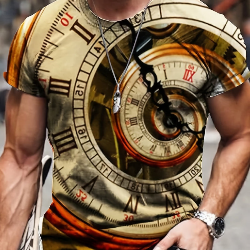 Camisetas Divertidas De Cuello Redondo Engranaje Criptográfico Con Impresión Abstracta De Reloj En 3D Para Hombre, Camisetas Gráficas Casuales, Camisetas De Manga Corta Ajustadas, Ropa De Verano Para Hombres, Pijamas Novedosos Para Hombres - SACASUSA