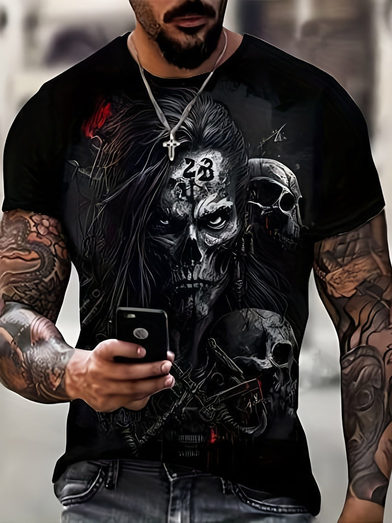 Camisetas Gráficas Casuales Para Hombres Para El Verano, Camisetas De Cuello Redondo Con Estampado De Calavera 3D, Camisetas Musculares, Ropa De Verano Elegante Y Moderna Para Hombres, Pijamas Novedosos Para Hombres - SACASUSA