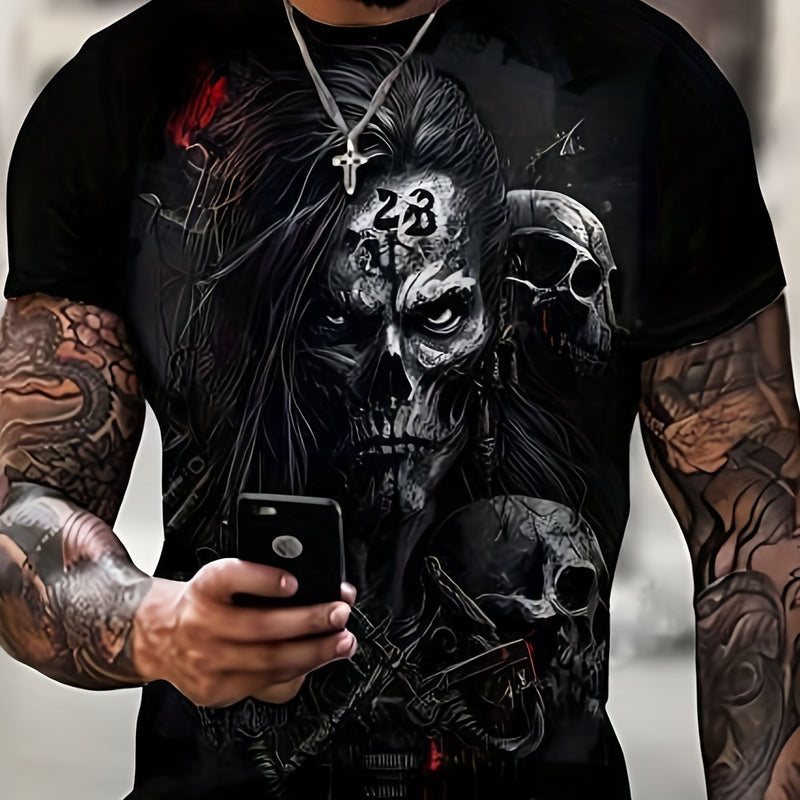 Camisetas Gráficas Casuales Para Hombres Para El Verano, Camisetas De Cuello Redondo Con Estampado De Calavera 3D, Camisetas Musculares, Ropa De Verano Elegante Y Moderna Para Hombres, Pijamas Novedosos Para Hombres - SACASUSA