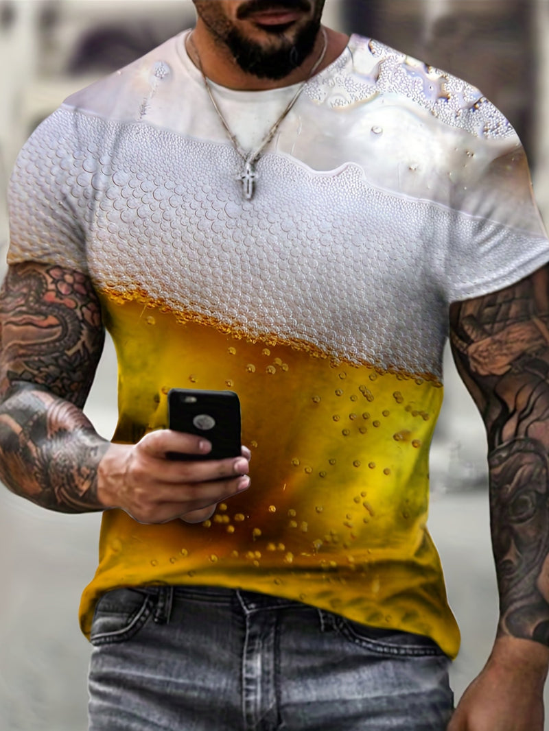 Camisetas Gráficas Con Estampado Digital En 3D De Ceveza, Camisetas Causales Novedosas, Mangas Cortas Cómodas Ajustadas, Ropa De Verano Para Hombres - SACASUSA