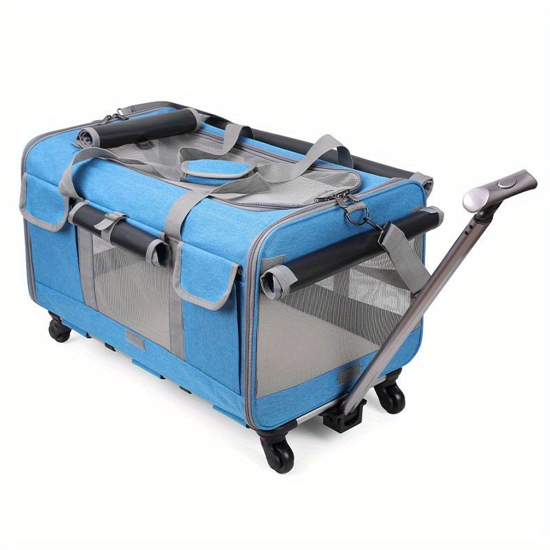 Carrito de Mascota Portátil Extra Grande: Desmontable y Plegable, Hecho de Poliéster Duradero, Cierre Seguro con Cremallera - Perfecto para Viaje de Perros y Gatos - SACASUSA