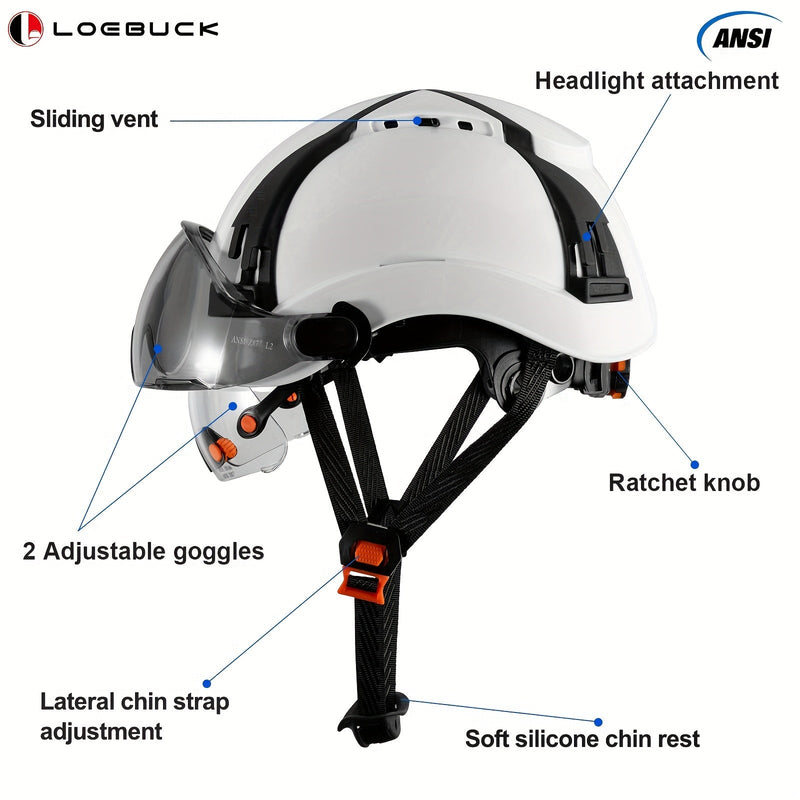 Casco de Seguridad LOEBUCK Liviano con Ventilación - Sombrero Duro Aprobado por ANSI Z89.1, Suspensión Ajustable de 6 Puntos, ABS Duradero para Trabajo Industrial y de Construcción - SACASUSA