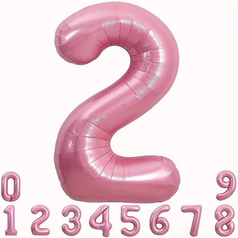 "¡Celebra con Estilo: Globos Numéricos de 40"" en Rosa Macaron de Helio y Aluminio (0-9) - Perfectos para Cumpleaños, Graduaciones, Aniversarios - Incluye Cinta & Pajita, Apto para 14+" - SACASUSA