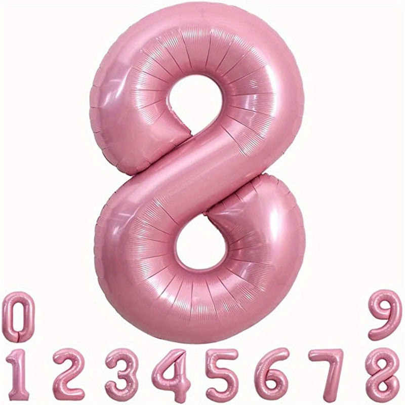 "¡Celebra con Estilo: Globos Numéricos de 40"" en Rosa Macaron de Helio y Aluminio (0-9) - Perfectos para Cumpleaños, Graduaciones, Aniversarios - Incluye Cinta & Pajita, Apto para 14+" - SACASUSA